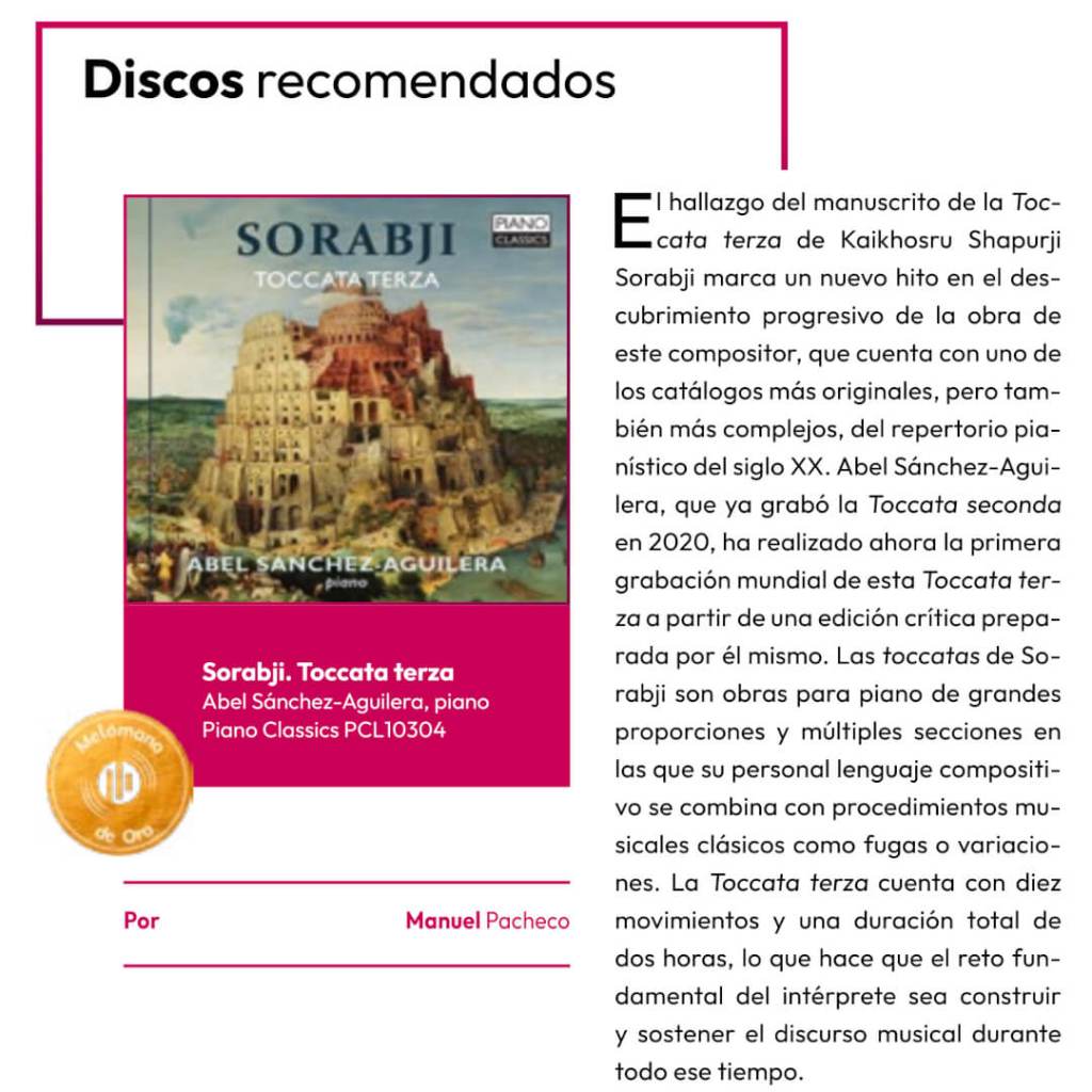 Toccata terza CD receives “Melómano de Oro” award